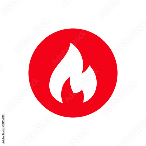 Fire icon. Symbol of danger and importance. Designation of a hit, top or hot.