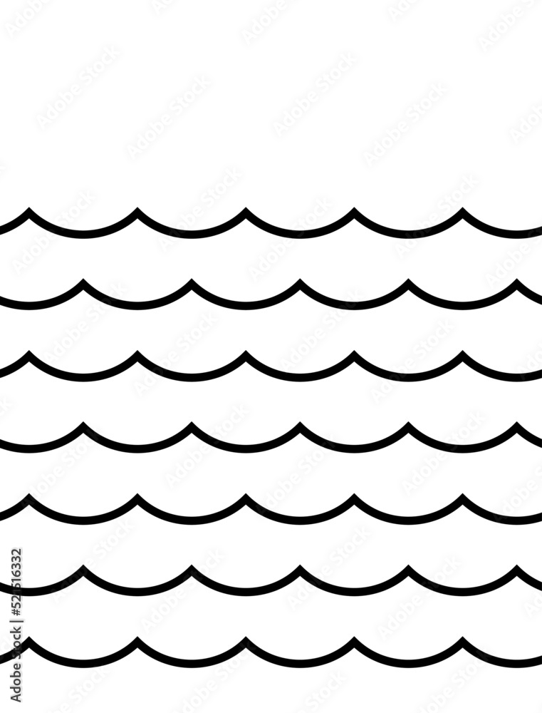 Wave icon. Seamless line to represent water or beach. Symbol of the sea, ocean, river or lake. Wave icon. Seamless line to represent water or beach. Symbol of the sea, ocean, river or lake.