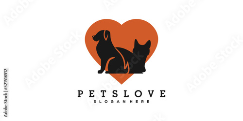 pet love logo design template with creative concept