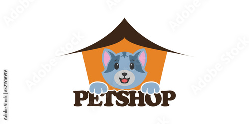 cat and dog petshop logo design template with creative concept