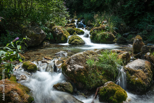 Fototapeta Naklejka Na Ścianę i Meble -  Fresh waterfall along the Salat river in Ariege department in southwest France