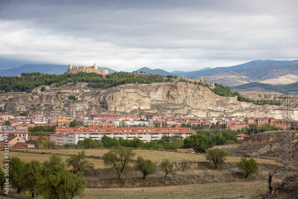 cityscape of Calatayud city with a view to the castle, province of Zaragoza, Aragon, Spain