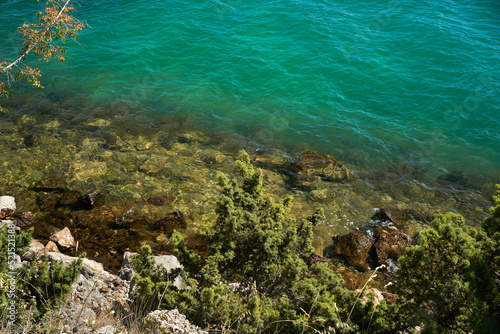 Coast of the Croatian sea with emerald water.