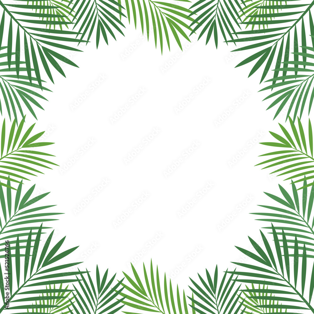 Tropical frame on white background