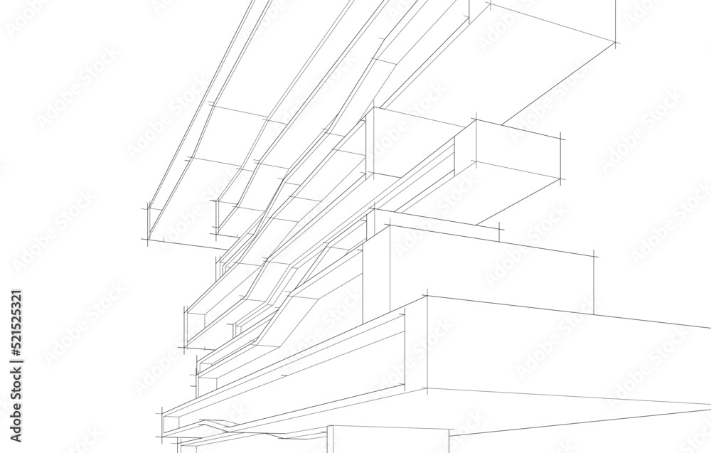 Fototapeta premium Architecture building 3d drawing