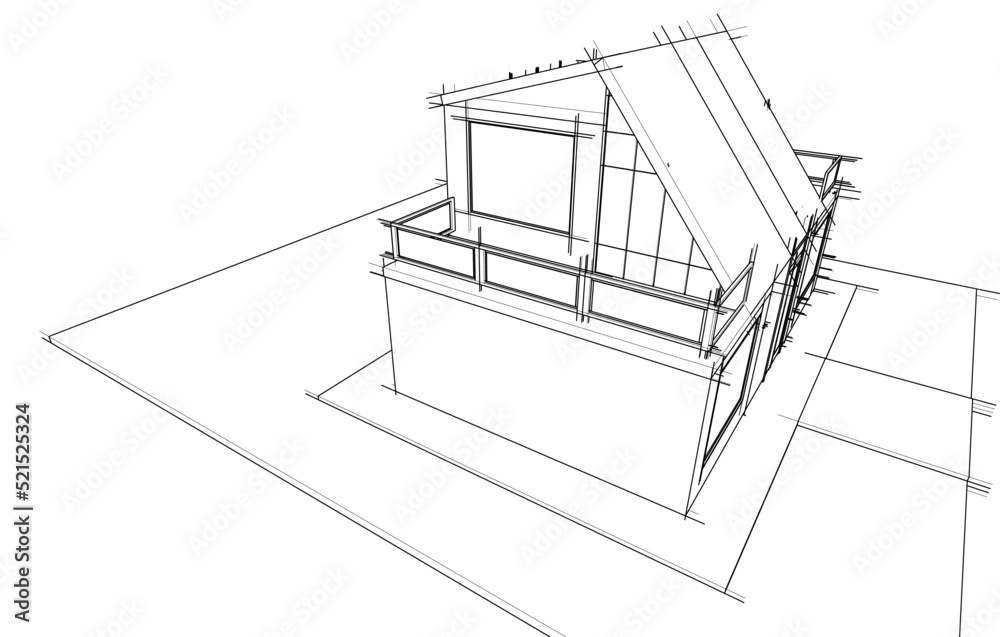 Architecture building 3d drawing