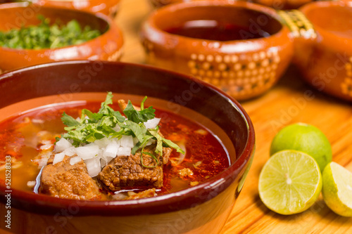 Menudo, pozole, gastronomía mexicana, salsa, picante y desayuno con sabor photo