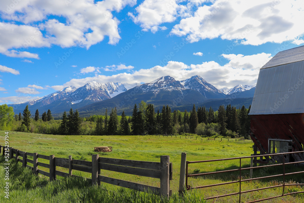 Barn Fence and Mountains