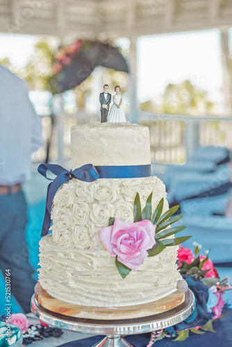 Wedding cake with vintage topper