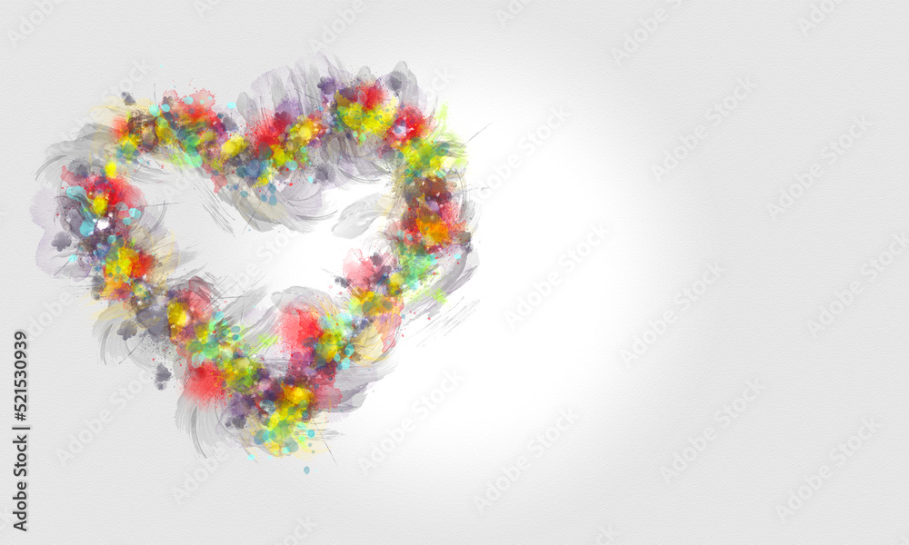 Hearts illustration with flower frame