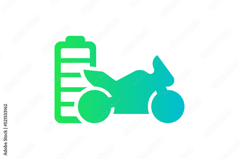 Electric sportbike fully charged battery energy indicator green gradient icon. Electrical transportation motorcycle accumulator charger symbol. Electro charging motorbike. Eco friendly vehicle sign Electric sportbike fully charged battery energy indicator green gradient icon. Electrical transportation motorcycle accumulator charger symbol. Electro charging motorbike. Eco friendly vehicle sign