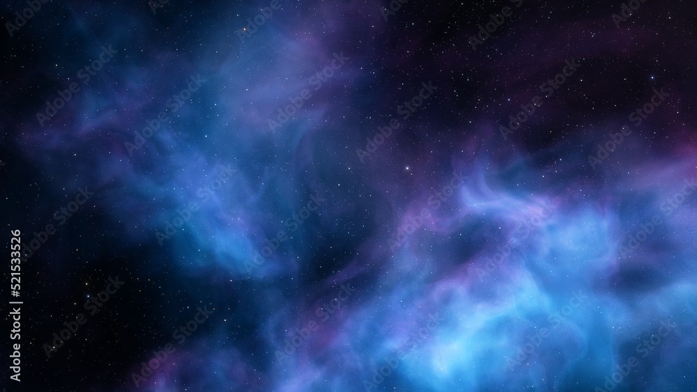 Deep space nebula with stars. Bright and vibrant Multicolor Starfield Infinite space outer space background with nebulas and stars. Star clusters, nebula outer space background 3d render
