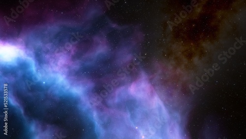 Deep space nebula with stars. Bright and vibrant Multicolor Starfield Infinite space outer space background with nebulas and stars. Star clusters, nebula outer space background 3d render  © ANDREI