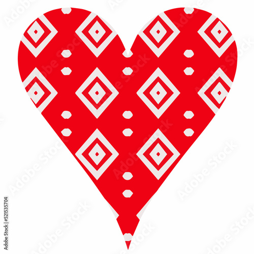 Heart with patterns. Isolated stickers or icons about love.