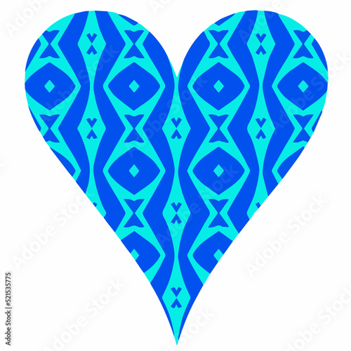 Heart with patterns. Isolated stickers or icons about love.