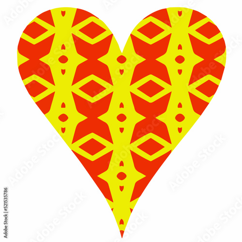Heart with patterns. Isolated stickers or icons about love.
