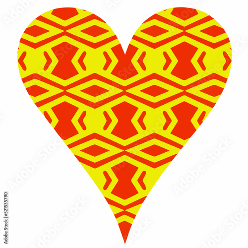 Heart with patterns. Isolated stickers or icons about love.