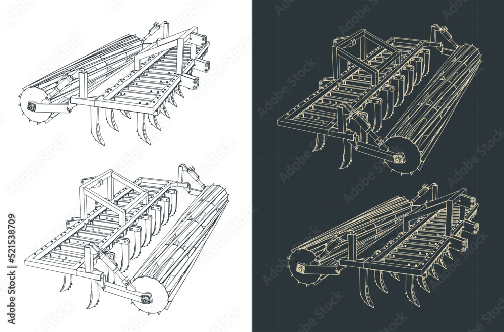 Obraz premium Cultivator with roller drawings