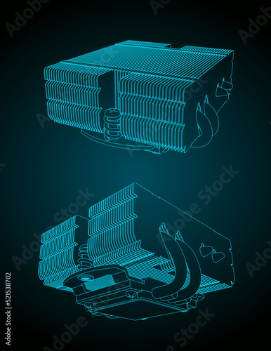 CPU cooler heatsink illustrations