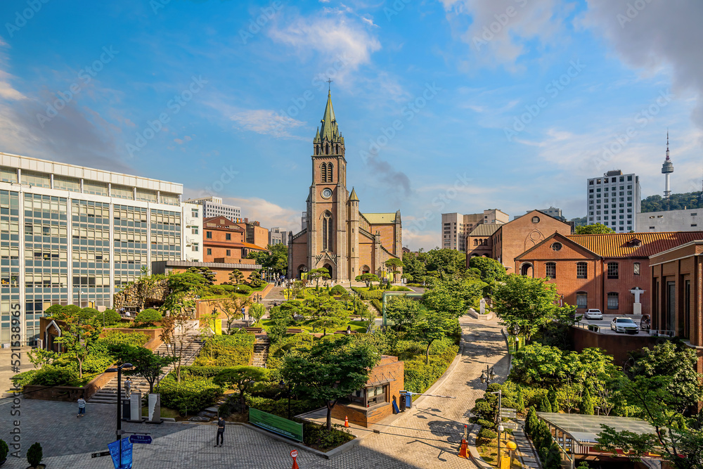 Fototapeta premium Myeongdong Catholic Cathedral in Seoul, South Korea