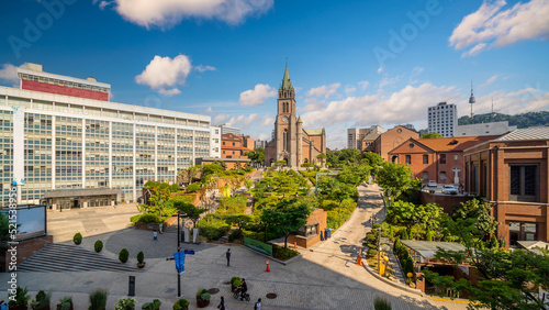 Photography Myeongdong Catholic Cathedral  in Seoul, South Korea