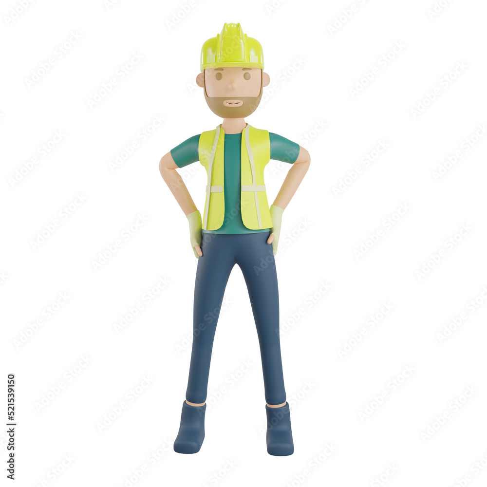 3d engineer character front pose 3d engineer character front pose