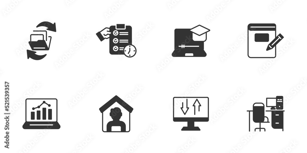 Work from home icons set . Work from home pack symbol vector elements for infographic web