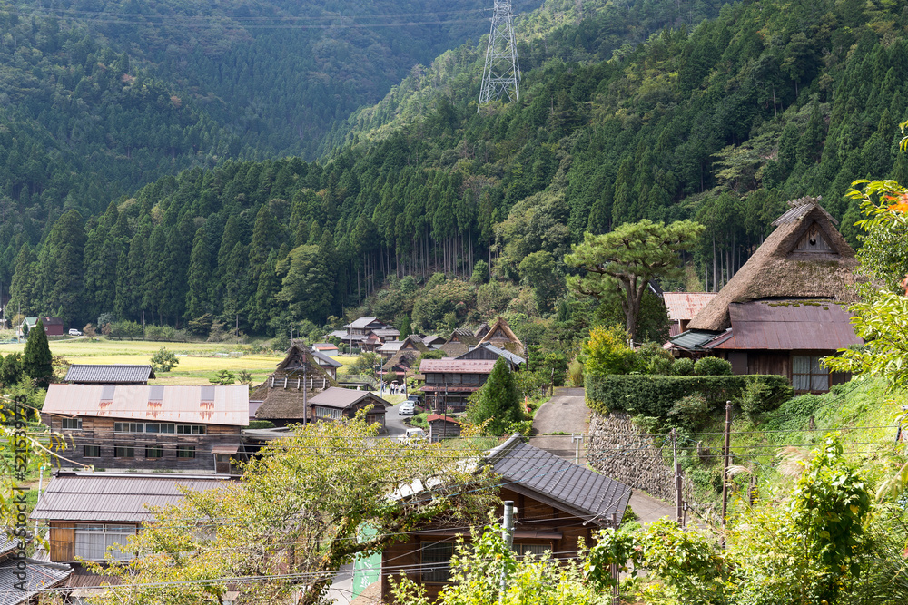 Traditional thatched roof houses in small village of Miyama of Kyoto in Japan