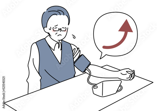 高すぎる血圧を気にする男性