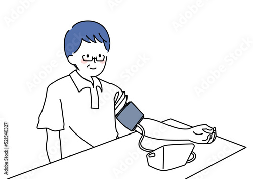 血圧を測る男性