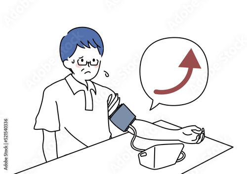 高すぎる血圧を気にする男性