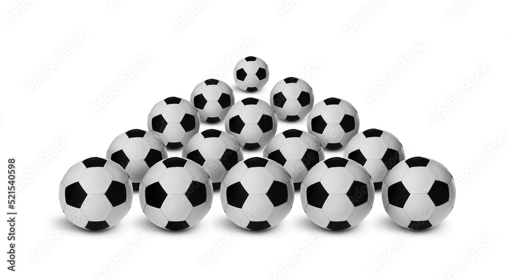 Many new soccer balls on white background. Banner design Many new soccer balls on white background. Banner design