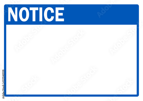blue text box for entering text with mark - notice sign