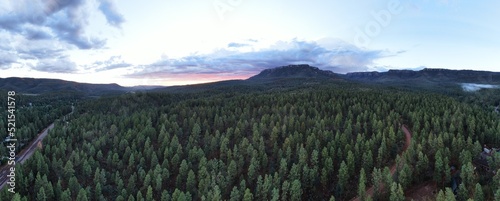 Aerial panorama of the Mogollon Rim & Christopher Creek, Arizona. 
