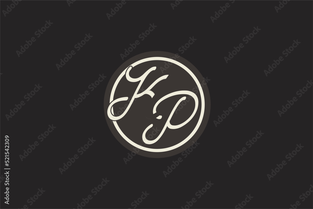 Initial letter KP monogram logo with simple and creative cirle line ...