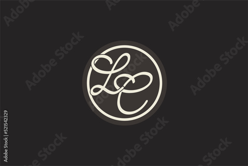 Initial letter LC monogram logo with simple and creative cirle line design ideas