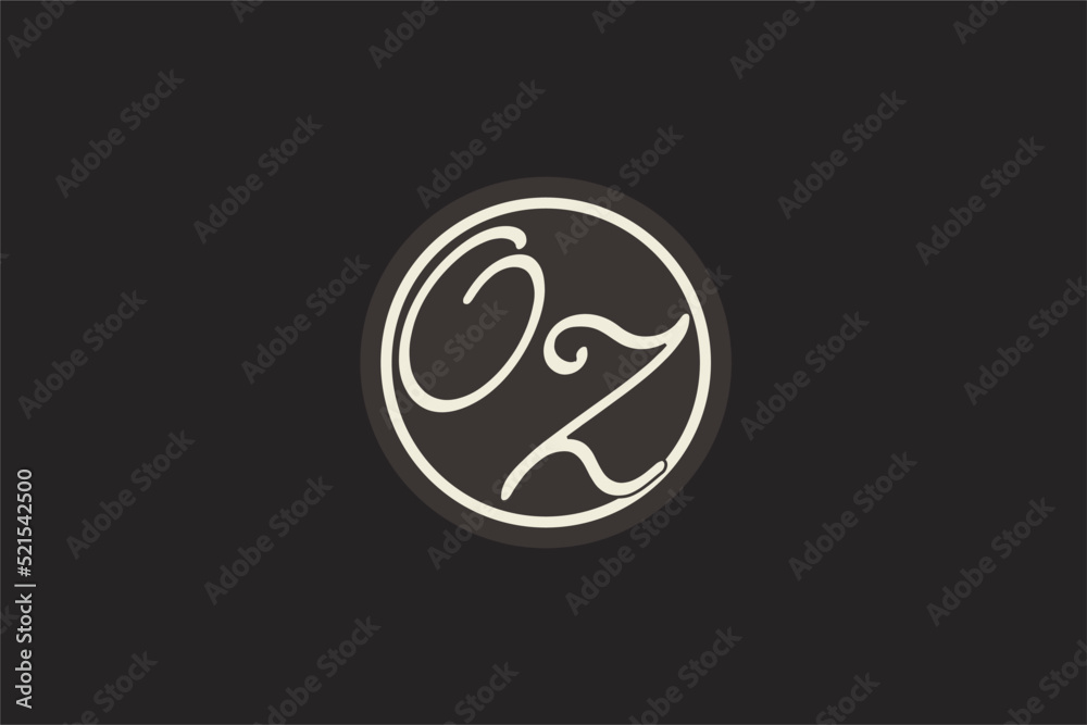 Initial letter OZ monogram logo with simple and creative cirle line ...