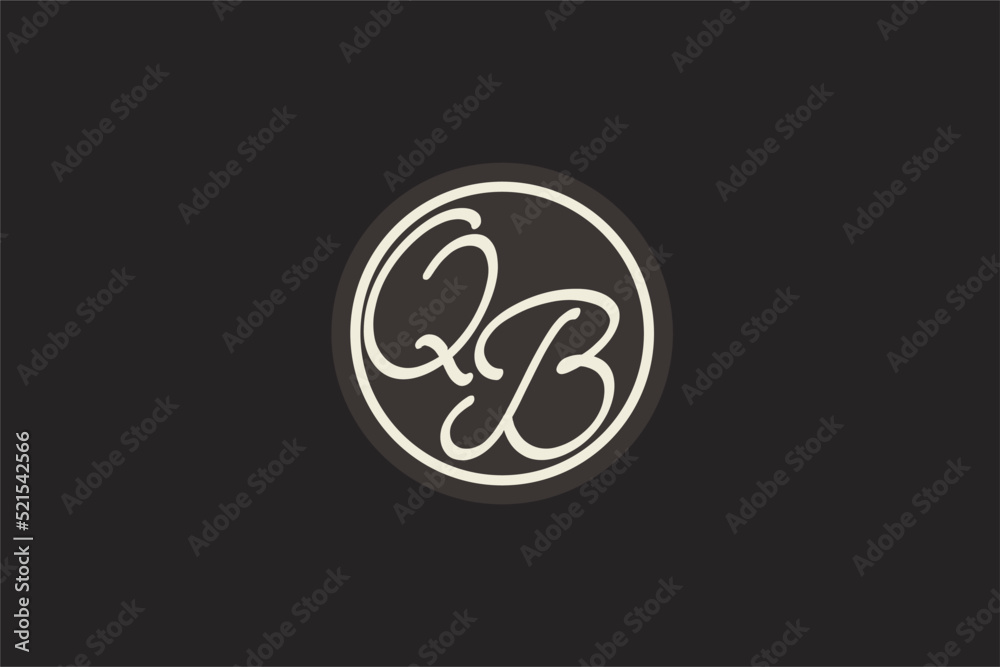 Initial letter QB monogram logo with simple and creative cirle line ...