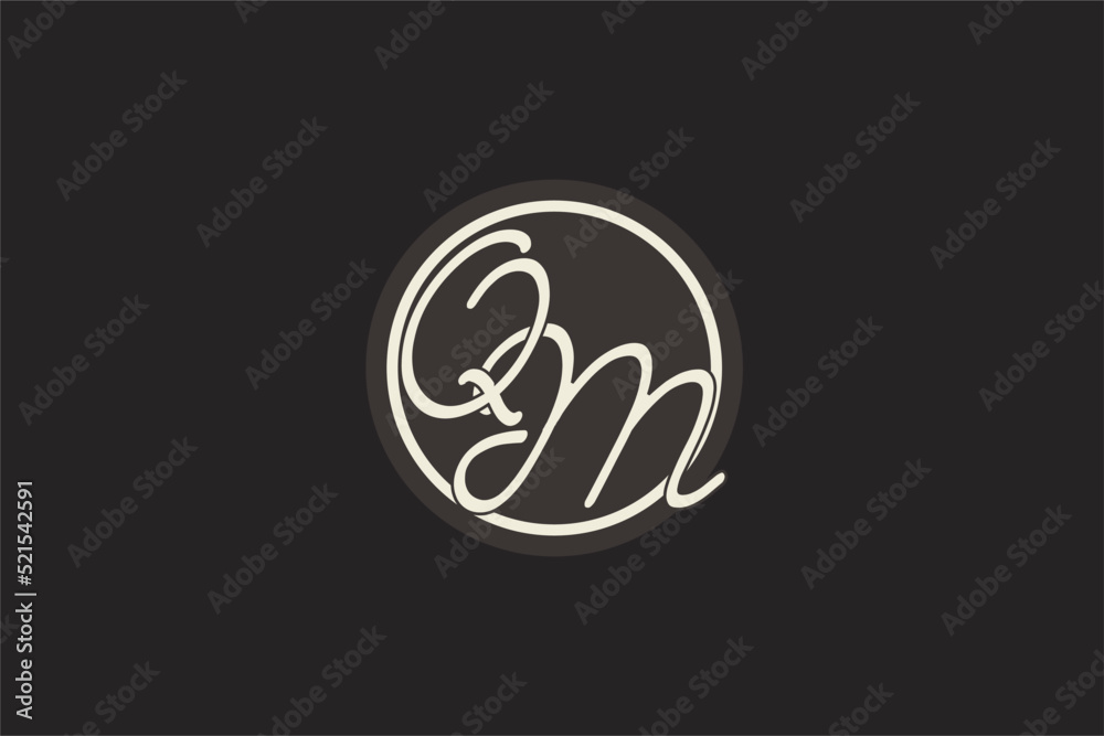 Initial letter QM monogram logo with simple and creative cirle line ...