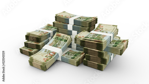 Stack of 500 Azerbaijani manat notes. 3D rendering of bundles of banknotes