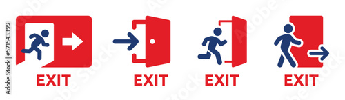 Fotografiet Emergency exit icon vector set