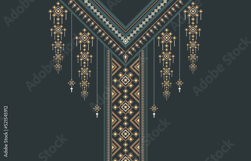 Oriental ethnic geometric traditional pattern Designed for vintage and abstract neckline, fashion women,background, wallpaper, clothing and wrapping.