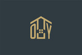 Initial OY logo with abstract house icon design, simple and elegant real estate logo design