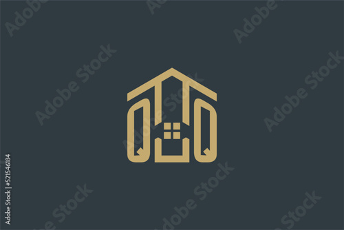 Initial QQ logo with abstract house icon design, simple and elegant real estate logo design