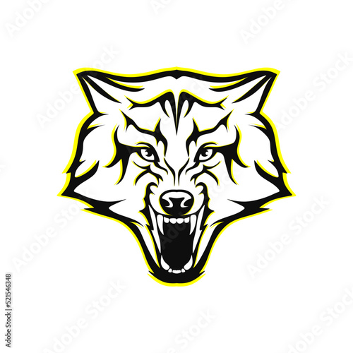 Fototapeta Naklejka Na Ścianę i Meble -  Wolf logo vector illustration. Wolf emblem. Angry wolf logo on white background