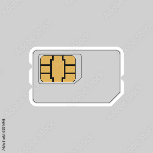 Sim card vector microchip mobile phone icon.