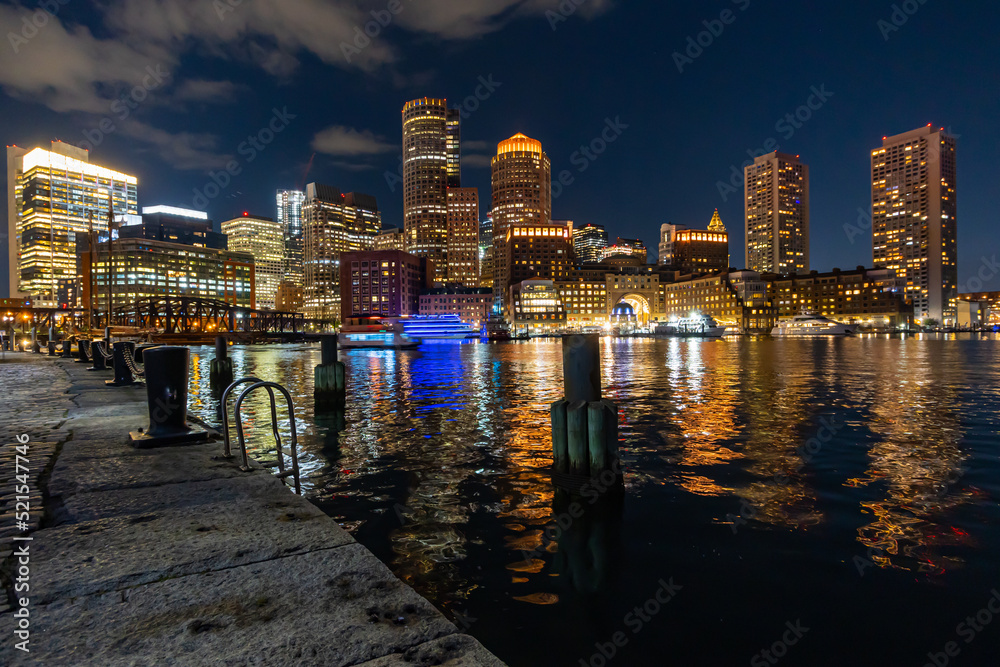 Fototapeta premium Boston Skyline At Night Summer 2022