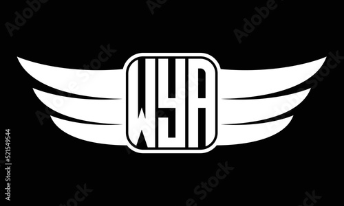 WYA three-letter Wing logo design. flying Vector template photo