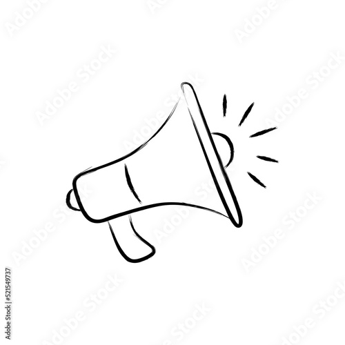 Megaphone doodle illustration, hand drawn loudspeaker icon