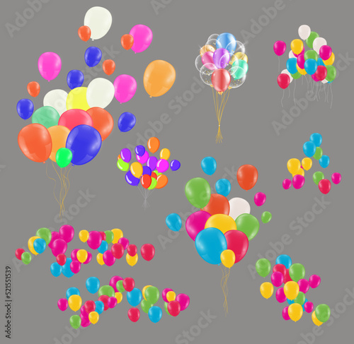 Balloons variety of colors vector illustration of  colored confetti, garlands and streamers on  background for party or carnival usage, Elements Fun Card